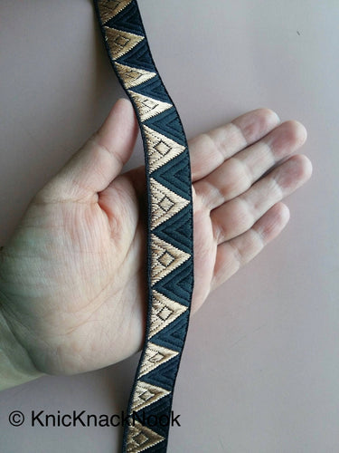 Jacquard Weave Trim, Copper Thread Triangle Embroidery Lace Trim, 20mm Wide